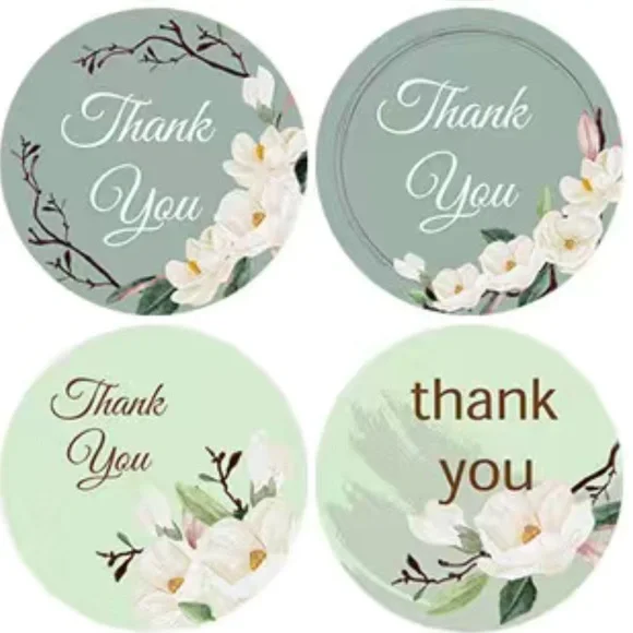 500 Roll White Flower Thank You Stickers 1" Round  PRICE IS FIRM - Picture 3 of 5